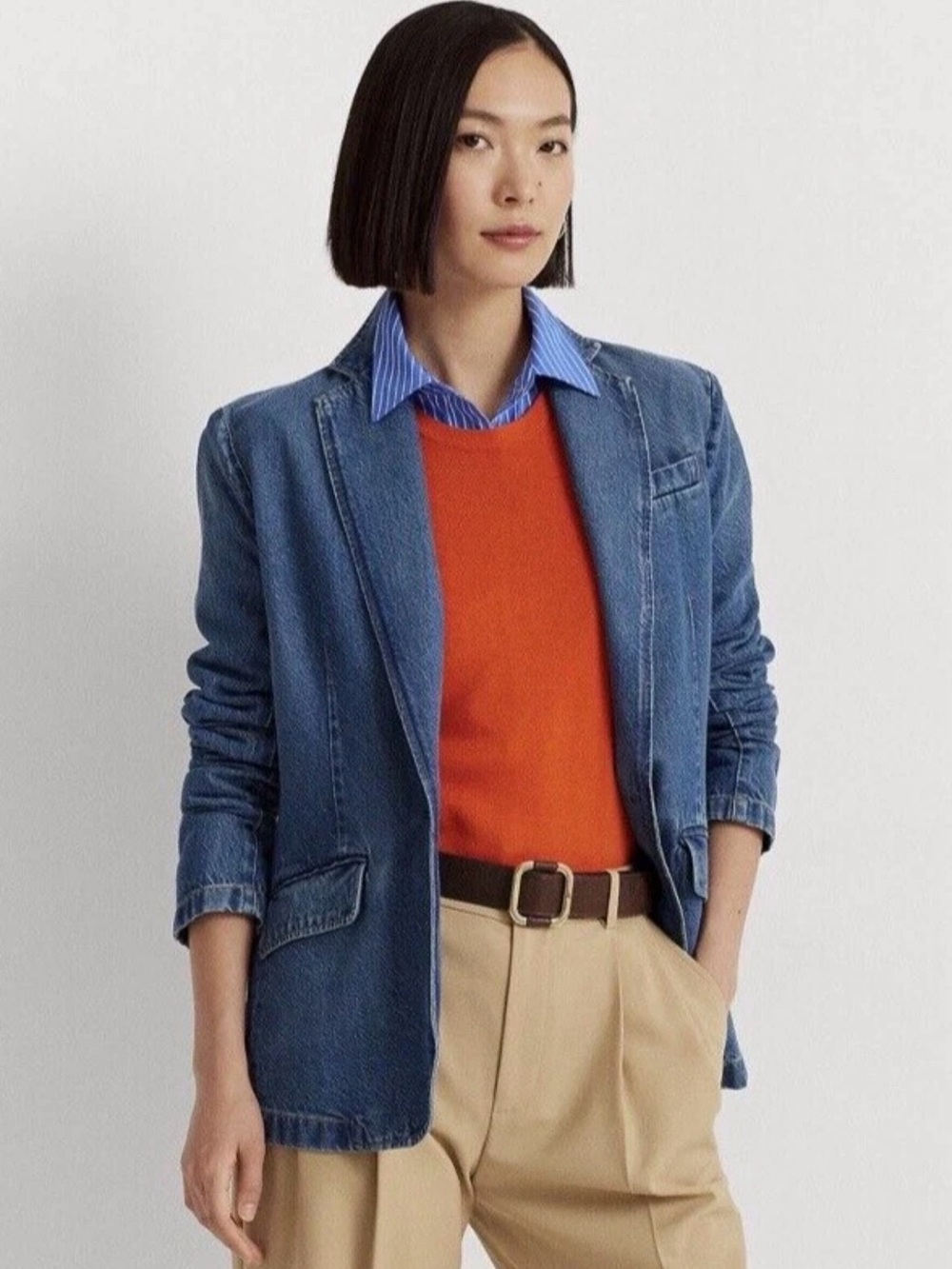Lauren Ralph Lauren Black Label Denim Blazer Women’s size 16 Blue Jacket